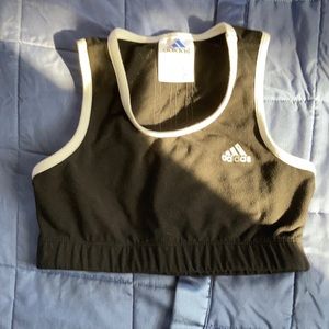 Adidas classic black and white sports bra
